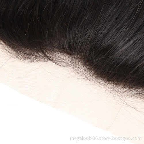 MegaLook Customized 12X4 13X4 13X6 Pre Plucked Brazilian Ear To Ear Straight Transparent Swiss Lace Frontal